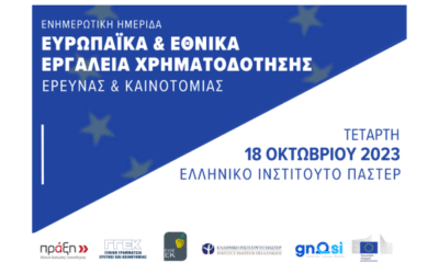 Ημερίδα | Ευρωπαϊκά & εθνικά εργαλεία χρηματοδότησης έρευνας & καινοτομίας